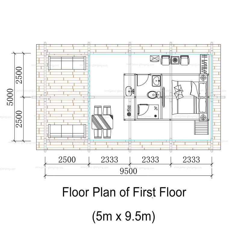 Floor Plan of Two Storey Safari Tent(First Floor)